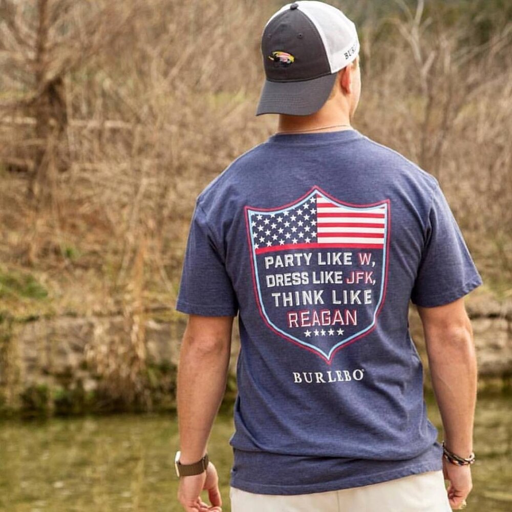 BURLEBO -NEW Party Like W Reagan Tee - BLUE SHORT SLEEVE